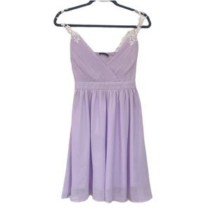 Lace strap small purple special occasion flare mini dress